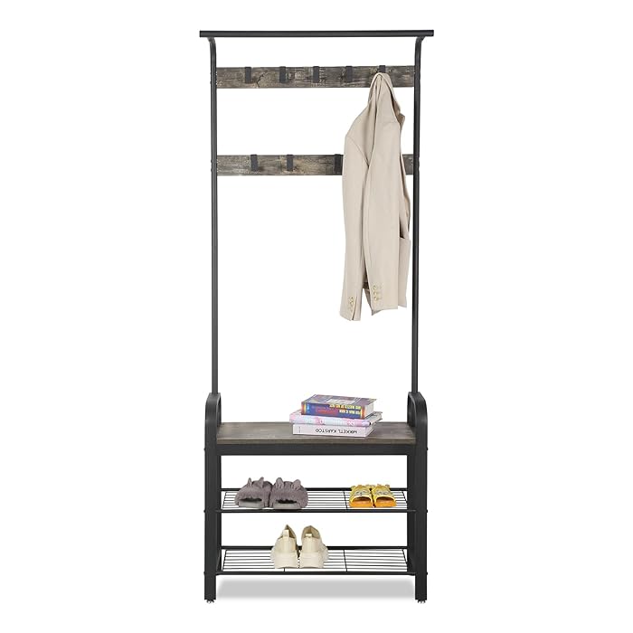 Buy Coat Rack Shoe Bench, Sturdy Hall Tree Storage Bench, 3In1 Design