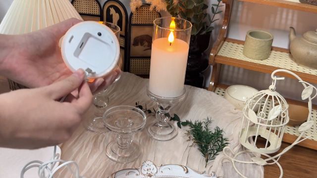 Image of Lezonic Rechargeable Flameless Glass Pillar Candles Set of 3, White Real Wax LED Type-C USB Electric Battery Operated Candles with Remote Timer, Flickering Long Lasting for Bedroom Living Room Decor