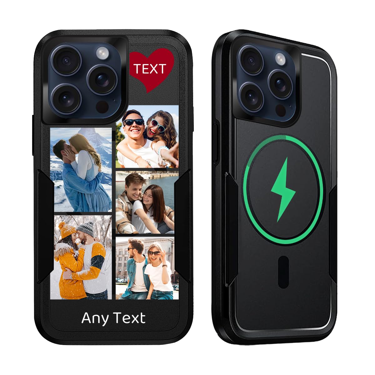 Custom Design for iPhone 16 Pro Max Case Compatible with MagSafe Personalized Photo Collage Picture Magnetic Heavy Duty 2-Layer Cover Full Body