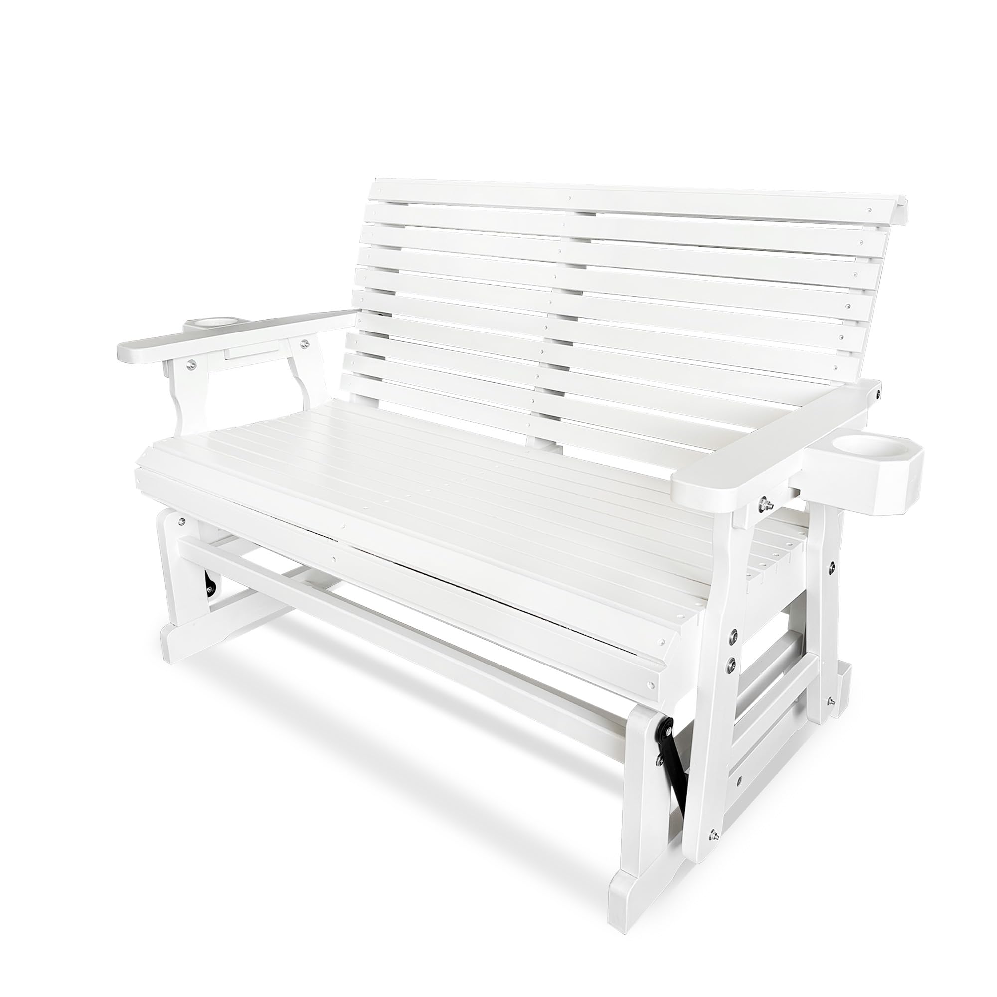 Fortune Candy Patio Glider with Cup Holders, Snow White, 2-Seater