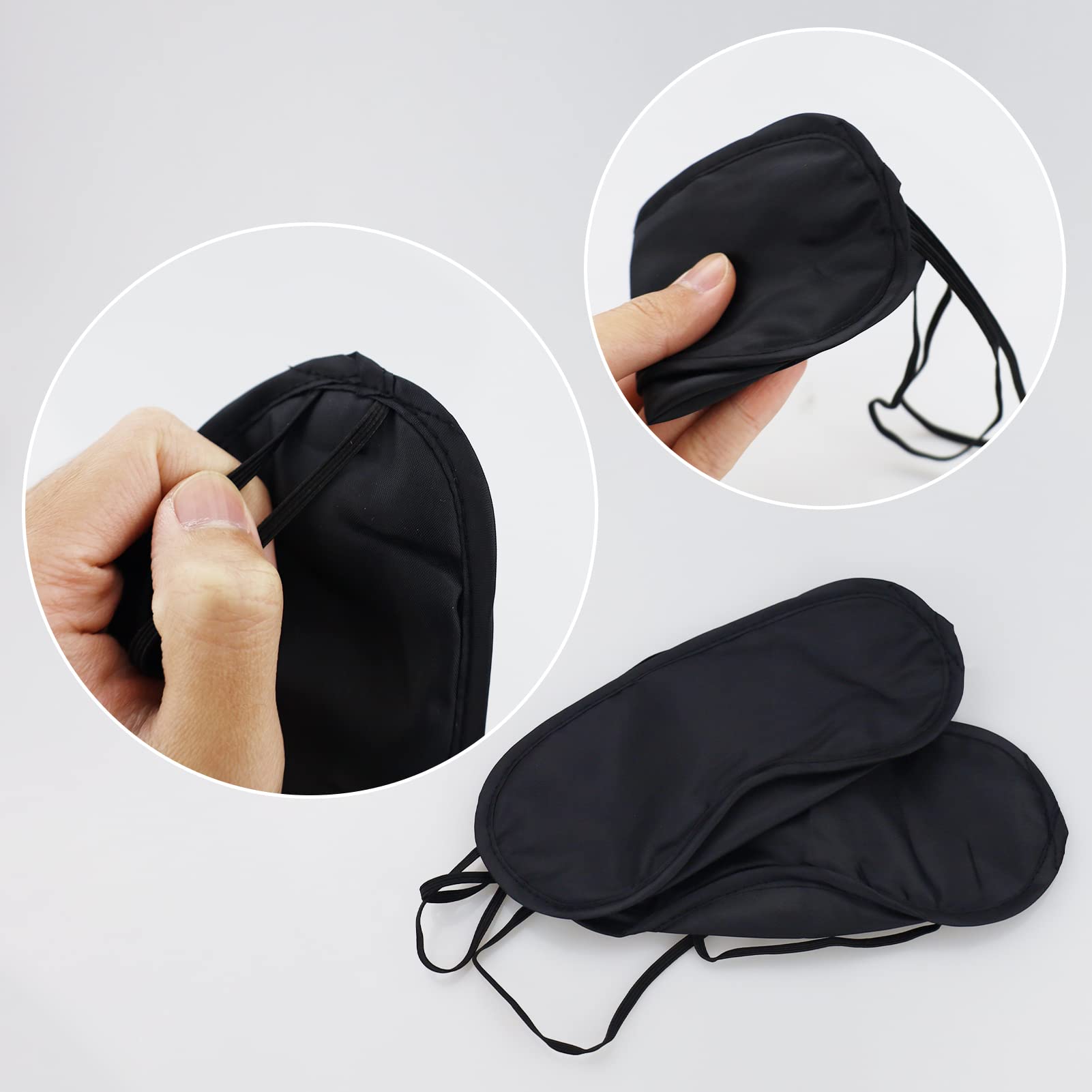 Lot De 6 Bandeaux De Sommeil Noirs - Masques Yeux Respirants Avec Élastiques Confortables