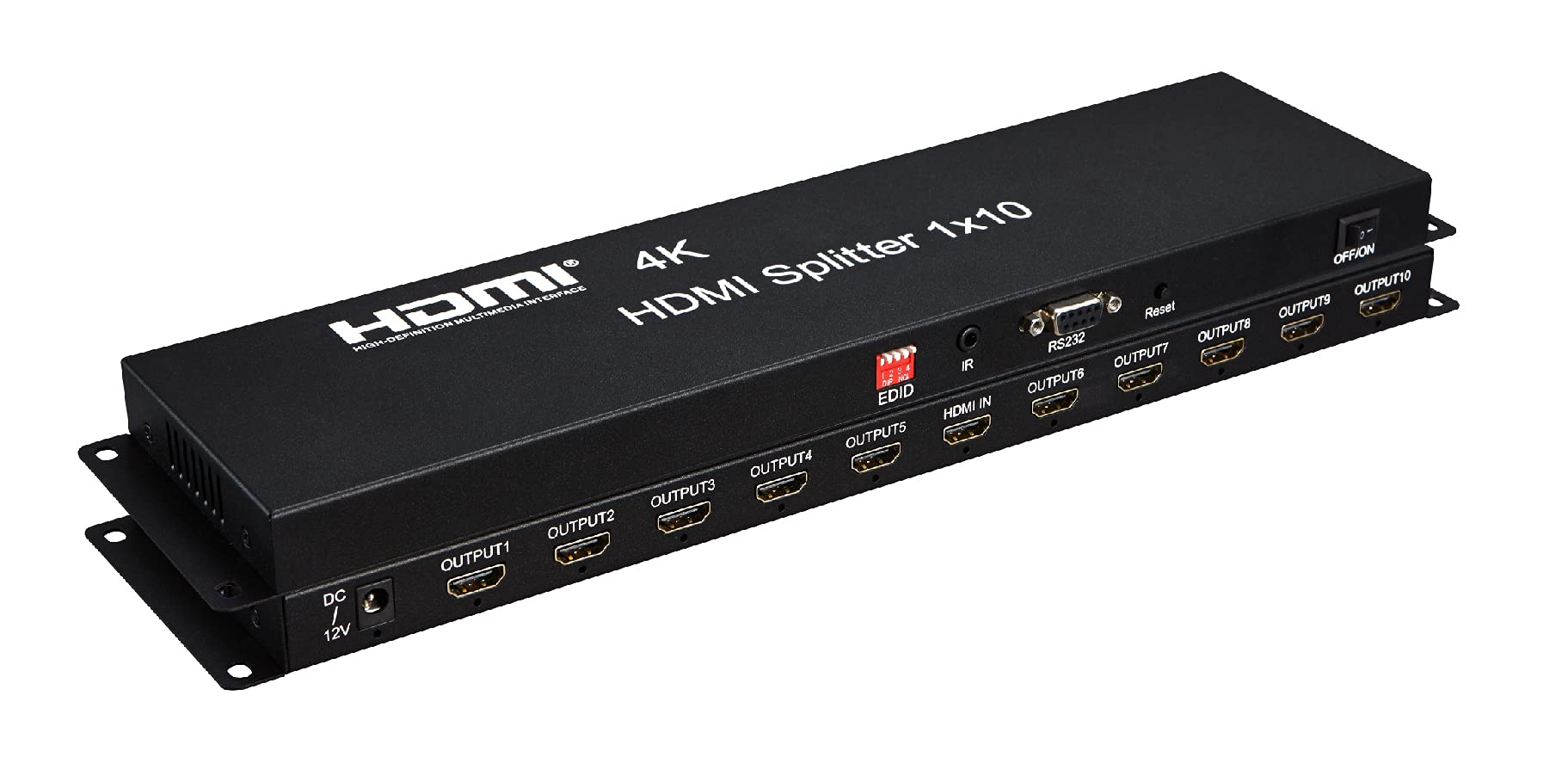 Swallows Splitter HDMI 4K 30Hz Distributore convertitore video 3D 1x10 Full HD 1080P 60Hz Uscita 1 ingresso 10 uscite con funzione di estensione IR EDID