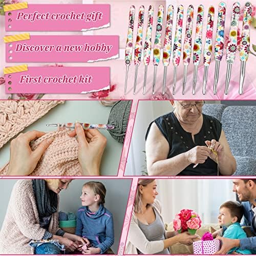 Aeelike Crochet Hooks Sets for Beginners, Professional Crochet Starter Set for Adults, Ergonomic Crochet Hooks Set Soft Grip 2.25mm-8mm and Accessories, Pretty Crochet Gift Kit for Crochet Lovers