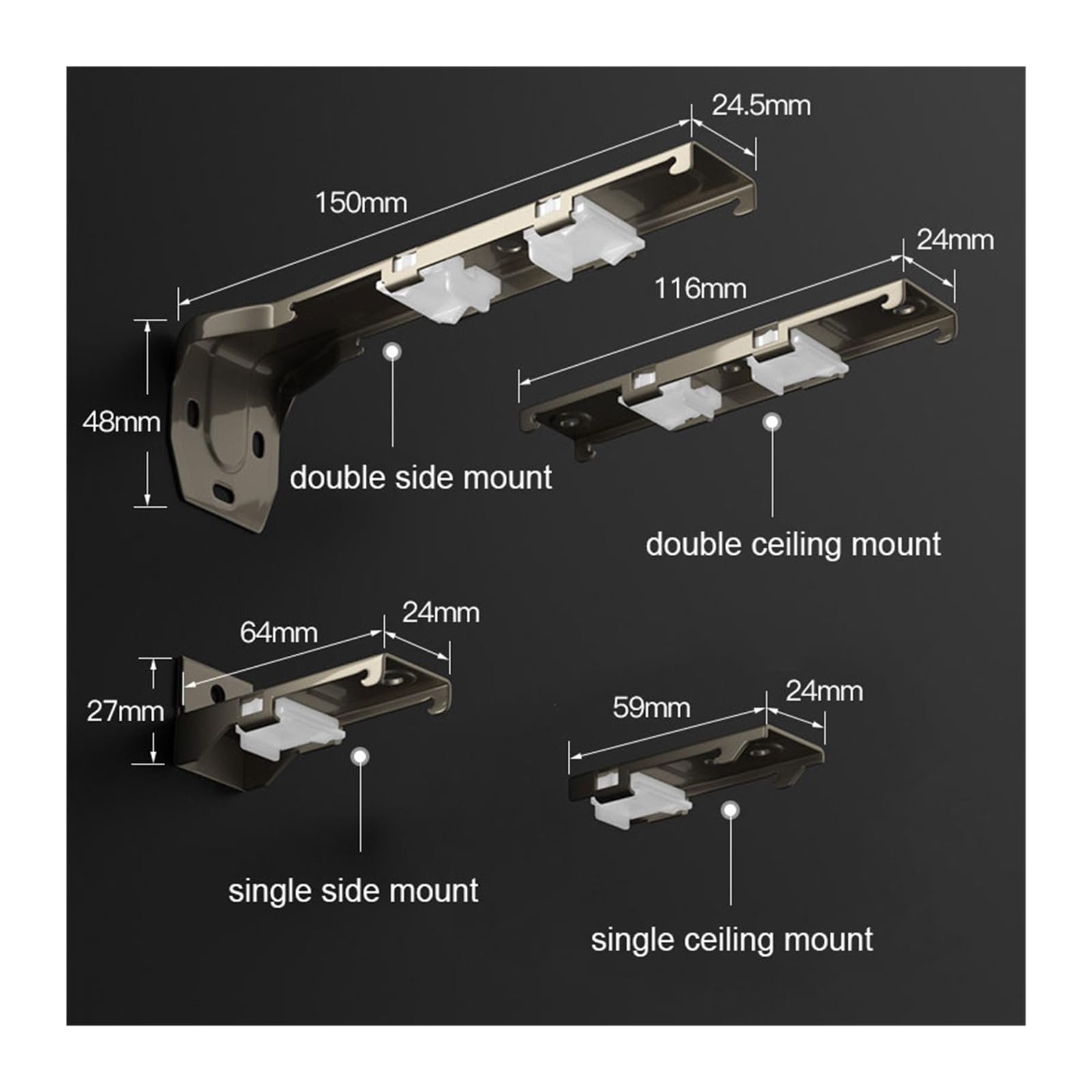 Fermatenda per Tende Binario for Tende Spesso 2,6 mm, Asta Singola e Doppia, Binario Dritto Curvo, puleggia silenziosa montata lateralmente al soffitto(Purple,130CM)