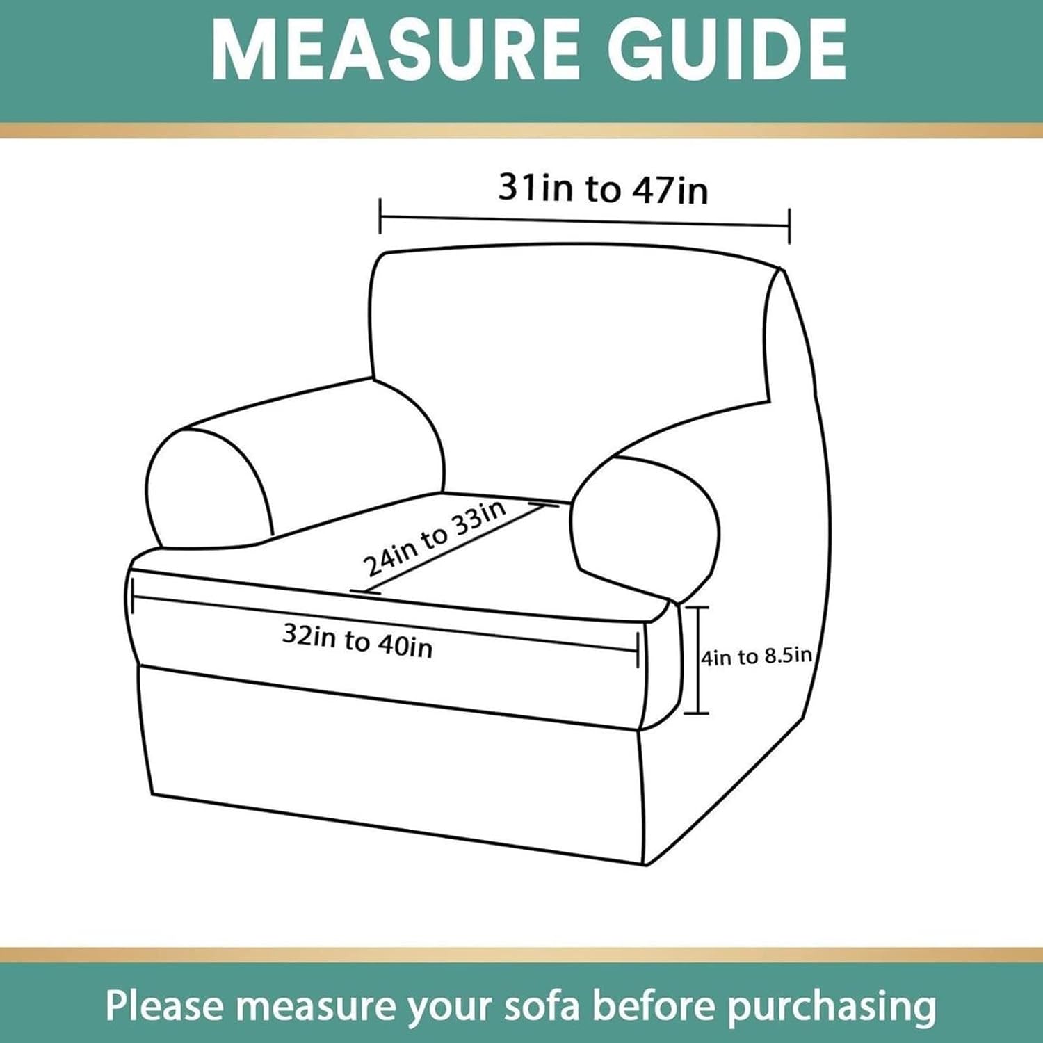 Elastic Sofa Slipcovers for Armchairs – Soft Stretch Furniture Covers with T-Cushion Design, Washable Fabric Protector(K)