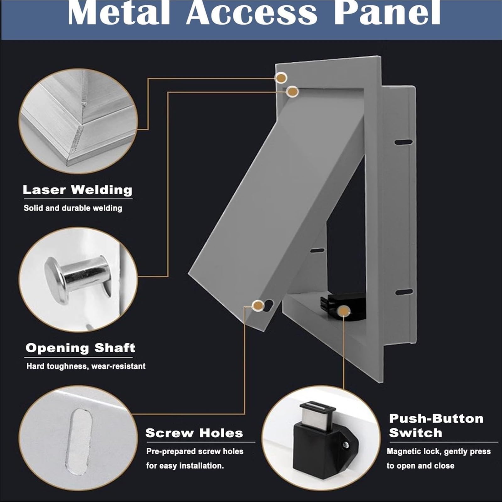 Panel de acceso de montaje a ras con cubierta de bloqueo de empuje, escotilla de techo de metal galvanizado duradero para una fácil inspección de tuberías y cableado en espacios comerciales residencia
