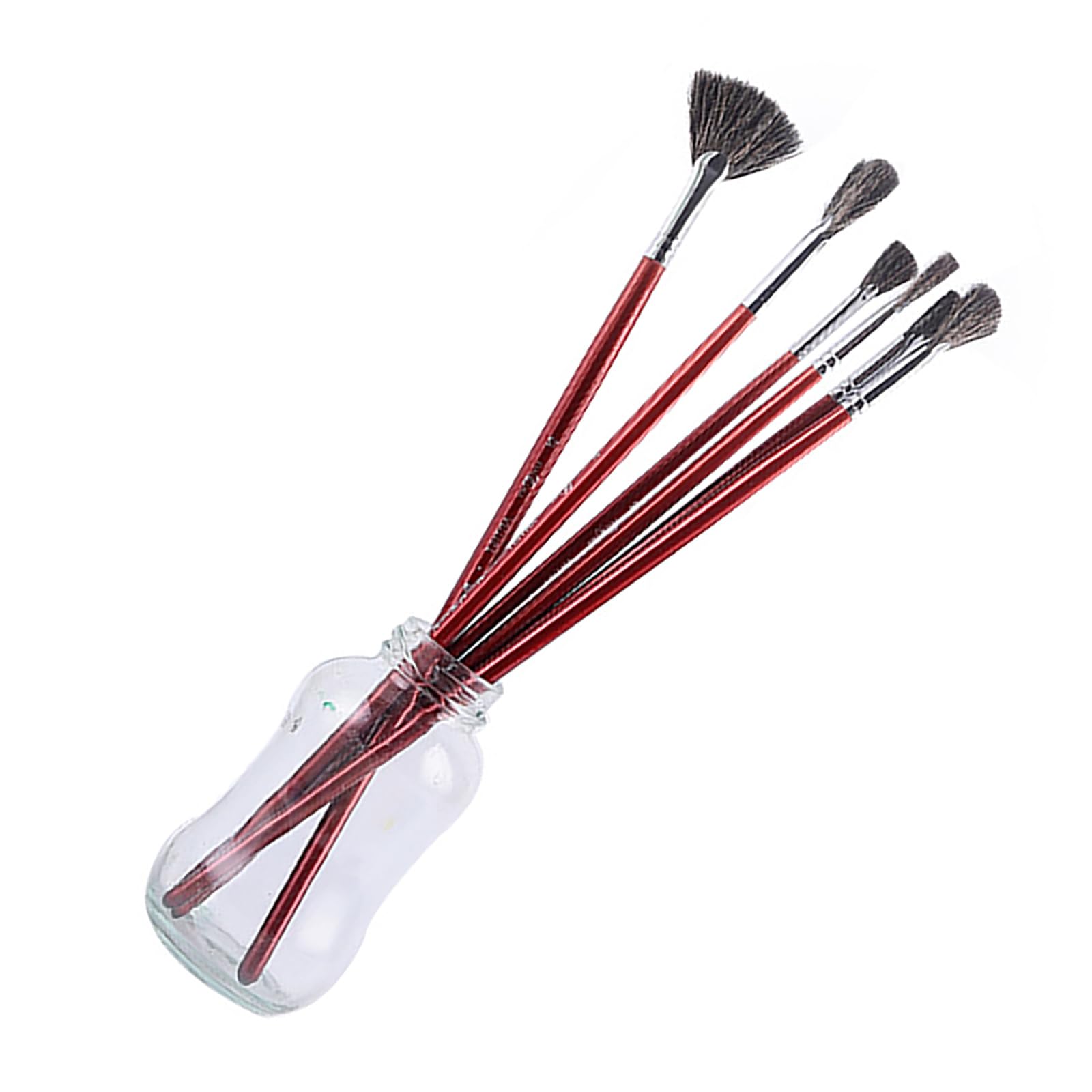 Set di 6 pennelli in visone di alta qualità a forma di ventaglio a coda di pesce, asta in legno di betulla rossa, penna per pittura acrilica, acquerello, guazzo, forniture artistiche, pennelli per pi