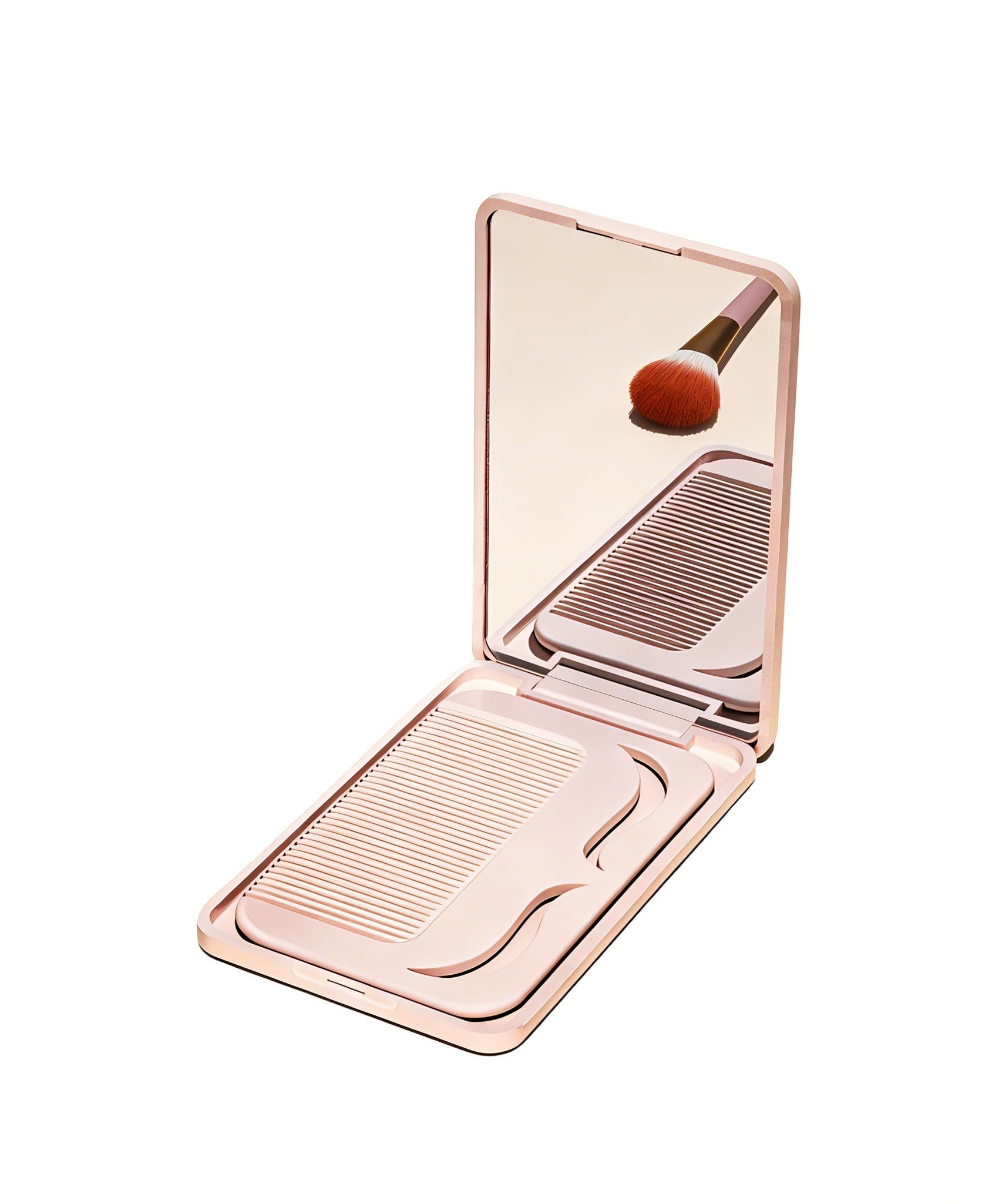 Compact Folding Mirror with Comb - Portable Travel Makeup Mirror with Carrying Case (Pink)-image-25