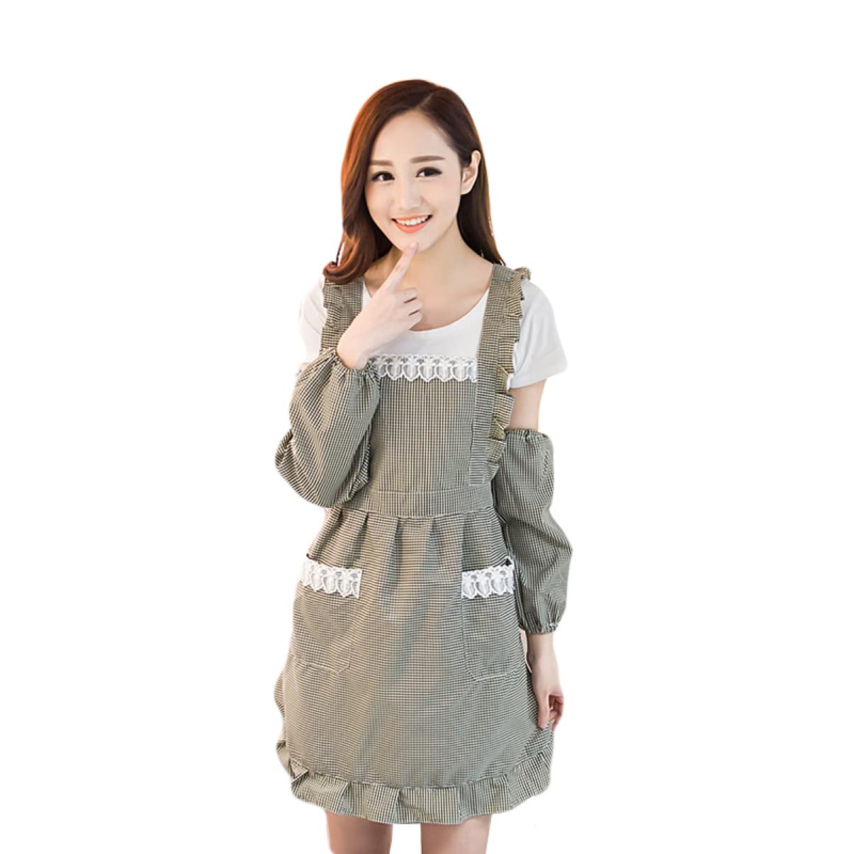 Amazon｜JCHJ エプロン キッチン用品 綺麗なレース フリル付き 綿