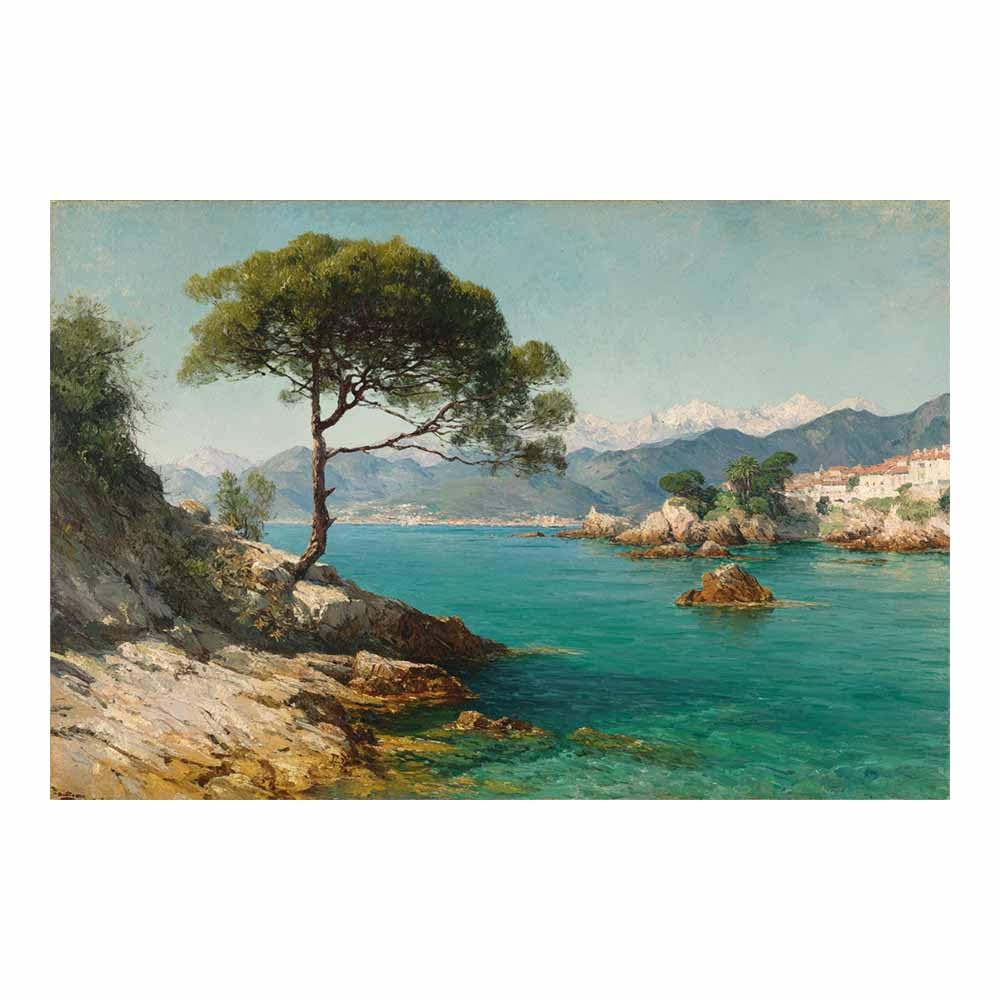 DMZPKZB Natural Landscape Wall Decor Mediterranean Coastsal Art Beautiful scenery Painting, Modern Artwork,for Living Room,Bedroom,Office Bathroom,Dining(Multicolor)-80x120cm Unframed