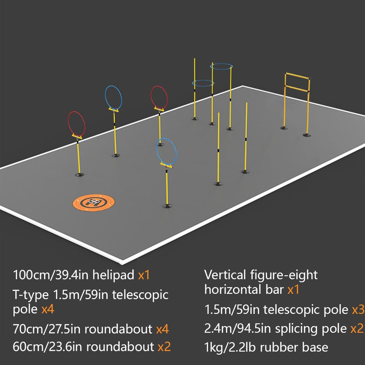 Kit de Circuito de Obstáculos para Drone FPV, Set Completo de Entrenamiento con Aros Puertas Pista DIY y Plataforma de Aterrizaje para Interior Exterior