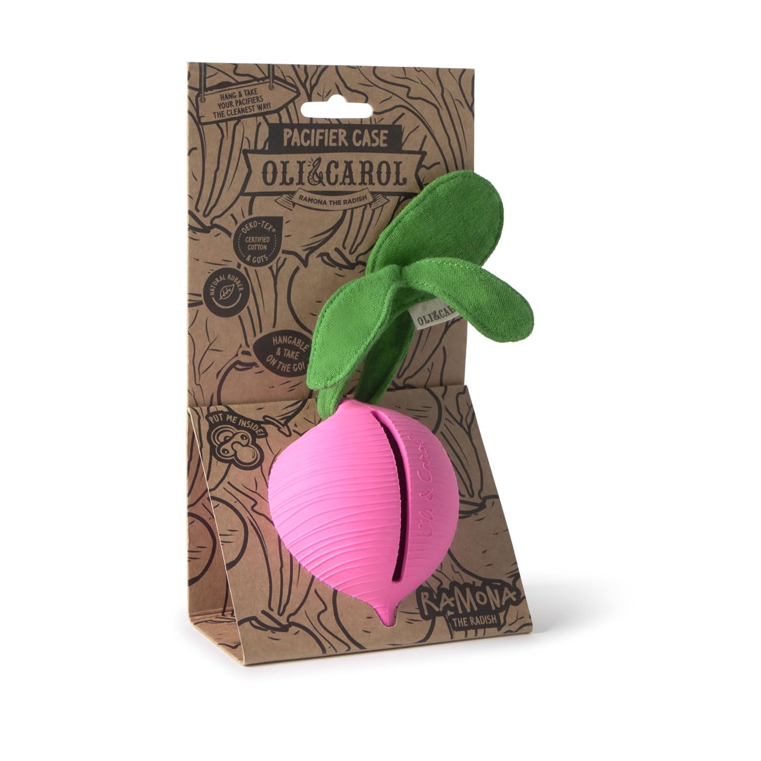 Oli & Carol - Boîte à Sucette en caoutchouc naturel - Cadeau pour parents et bébés - Ramona the Radish