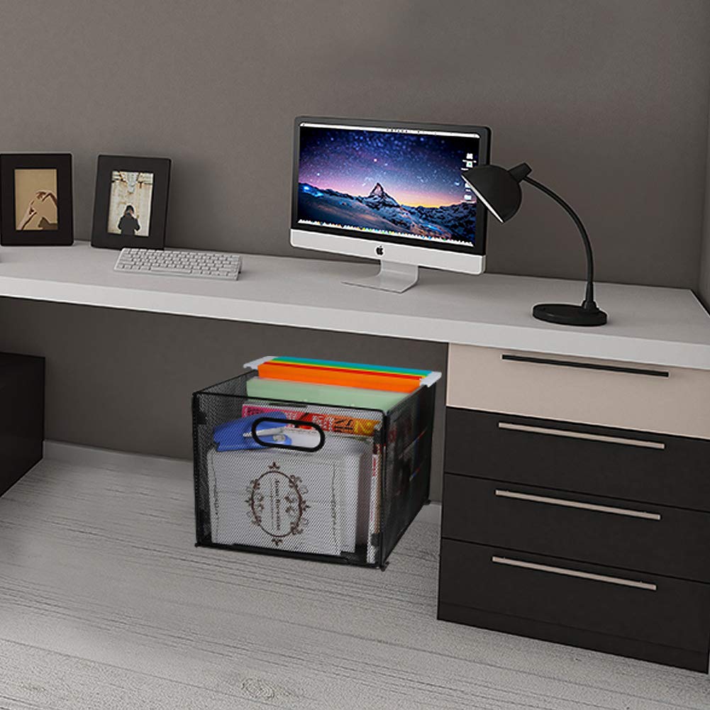 Samstar File Folder Box, Mesh Hanging File Organizer File Crate Folder