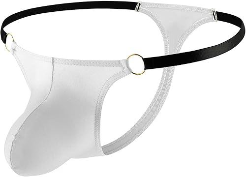White Mens Spandex Lingeries Panties Thong for Mens Sexy Stripper Seamless Tie K