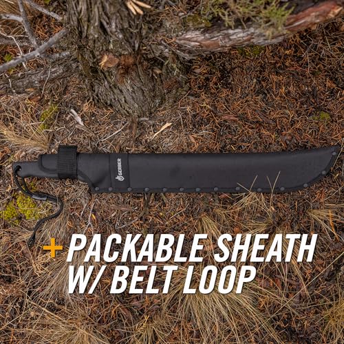 Gerber Gear Gator Machete 25" with Plain Edge Blade and Saw, Gator Grip and Protective Sheath for Gardening, Survival, Hunting, Camping and Bushcraft, Black