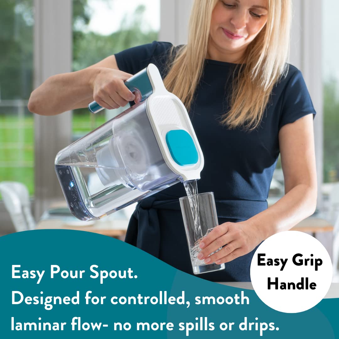 Aqua Optima Dzbanek filtrujący do wody i 1 wkład filtrujący Evolve+, Perfect Pour XL pojemność 3,6 l, do redukcji mikroplastiku, chloru, kamienia i zanieczyszczeń