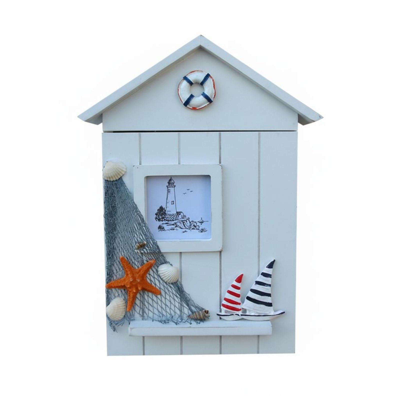 Enakshi Rustic Finish House Shaped Key Box Space Saving Wall Mounted Key Box Handmade Easy Installation for Entryway, Vacation Home, Double Sail-image-7