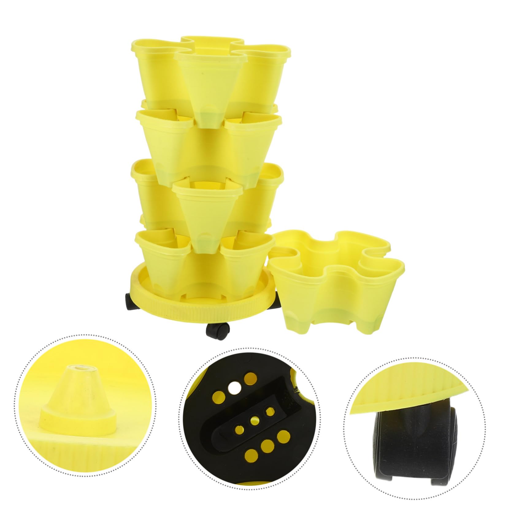 Jardinière à Fraises Tour de Jardinière Verticale à Fraises en Abs Multi-Couche Empilable Jaune pour Herbes Intérieur Cuisine
