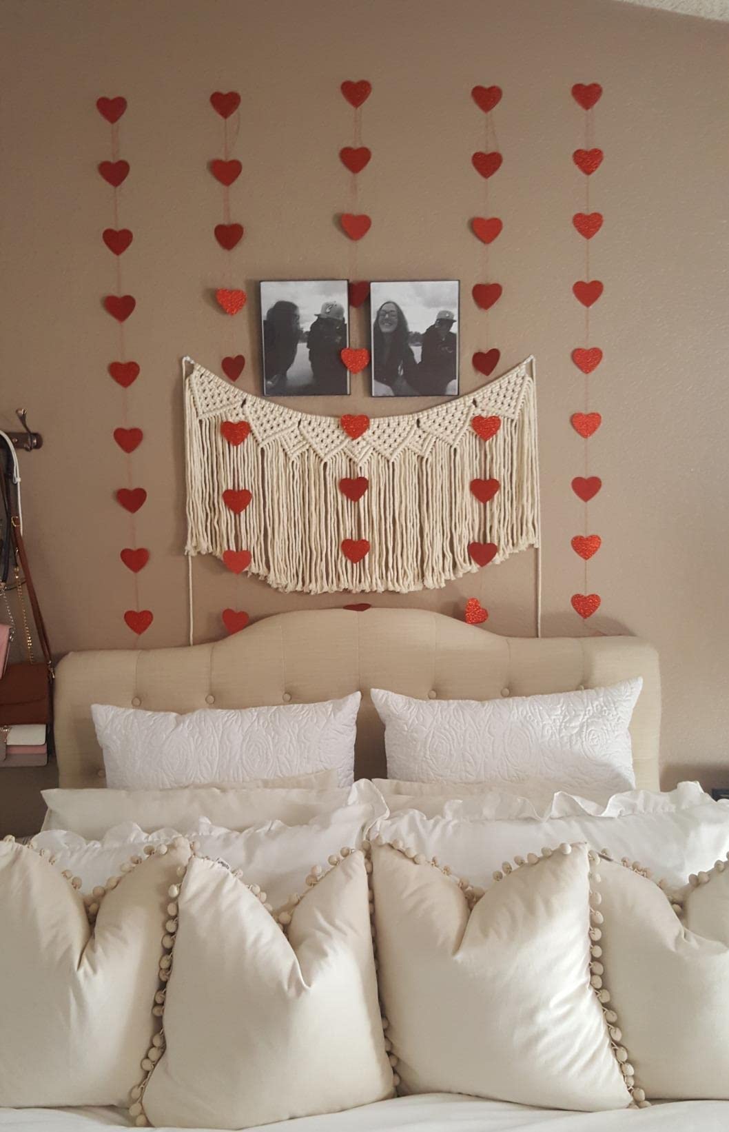 Decorazioni San Valentino – Striscione Con Cuori Glitterati E Vortice, Appeso, Rosso, In PVC, Per Matrimonio, Fidanzamento, Festa, Addobbi Per Casa E Finestre