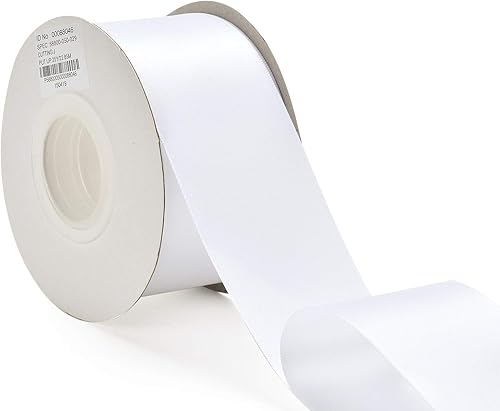 Miniatura 2 de YAMA Cinta de satén de doble cara, 2 pulgadas, 25 yardas para envolver regalos, color blanco