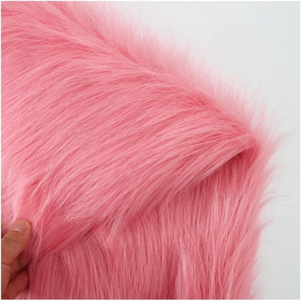 Materiał z długim włosiem ze sztucznego futra, Tkanina ze sztucznego futra 150x50 cm o długim włosiu(Pink)