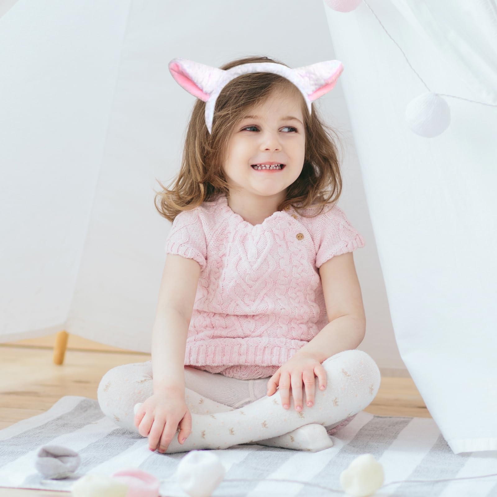 FUIPVGI 3 Pcs Animal Head Bands Sheep Ears on Head band Lovely Animal Ears Headband Sheep Headband with Ear Lamb Childrens Fancy Dress White and Pink Lamb Animal Costume Accessories (3 Pcs) (3) - Image 3