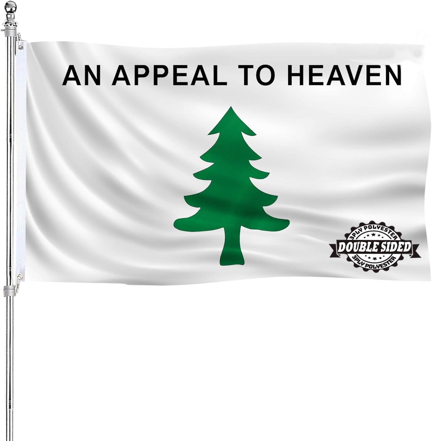 3x5 An Appeal to Heaven Flag Outdoor Double Sided Heavy Duty Pine Tree Flags 3 Ply Polyester Material with 2 Metal Grommets, 4 Rows of Stitching Liberty Tree Flag