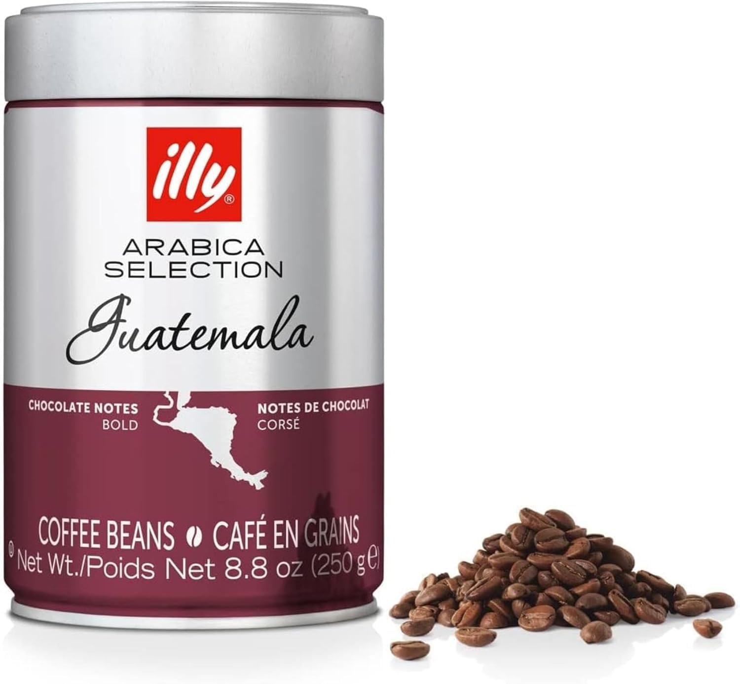 illy, Café en Grains Arabica Selection Guatemala, 6 Boîtes de 250g | 100% Arabica, Notes de Chocolat, Goût Amer et Intense, 1,5 kg au Total