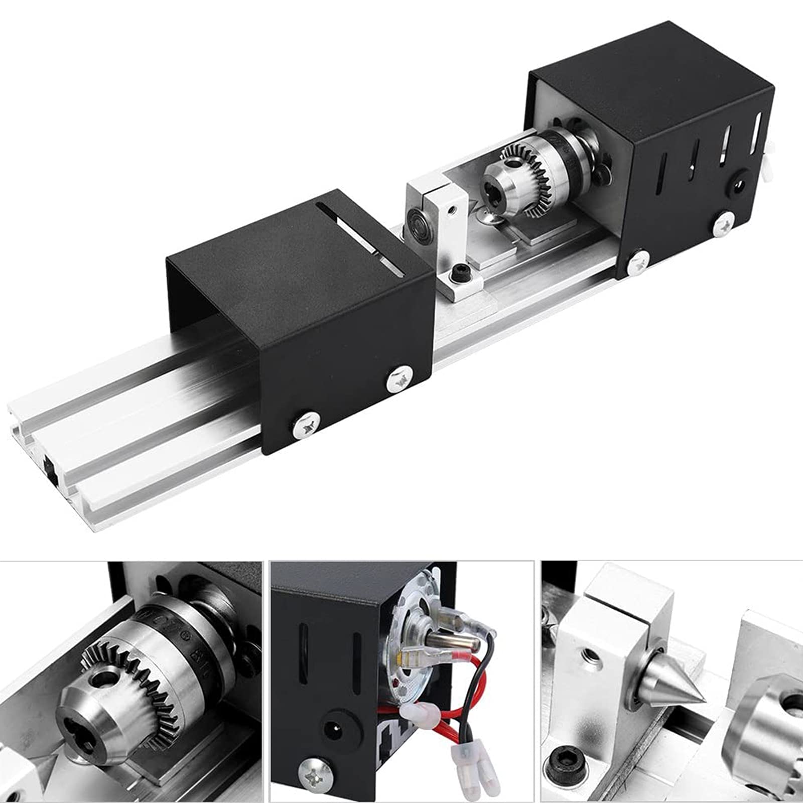 Mini Torno para Madera, Torno de Madera de 80 W, fresadora, pulidora, torneadora y taladradora, 12-24 V CC