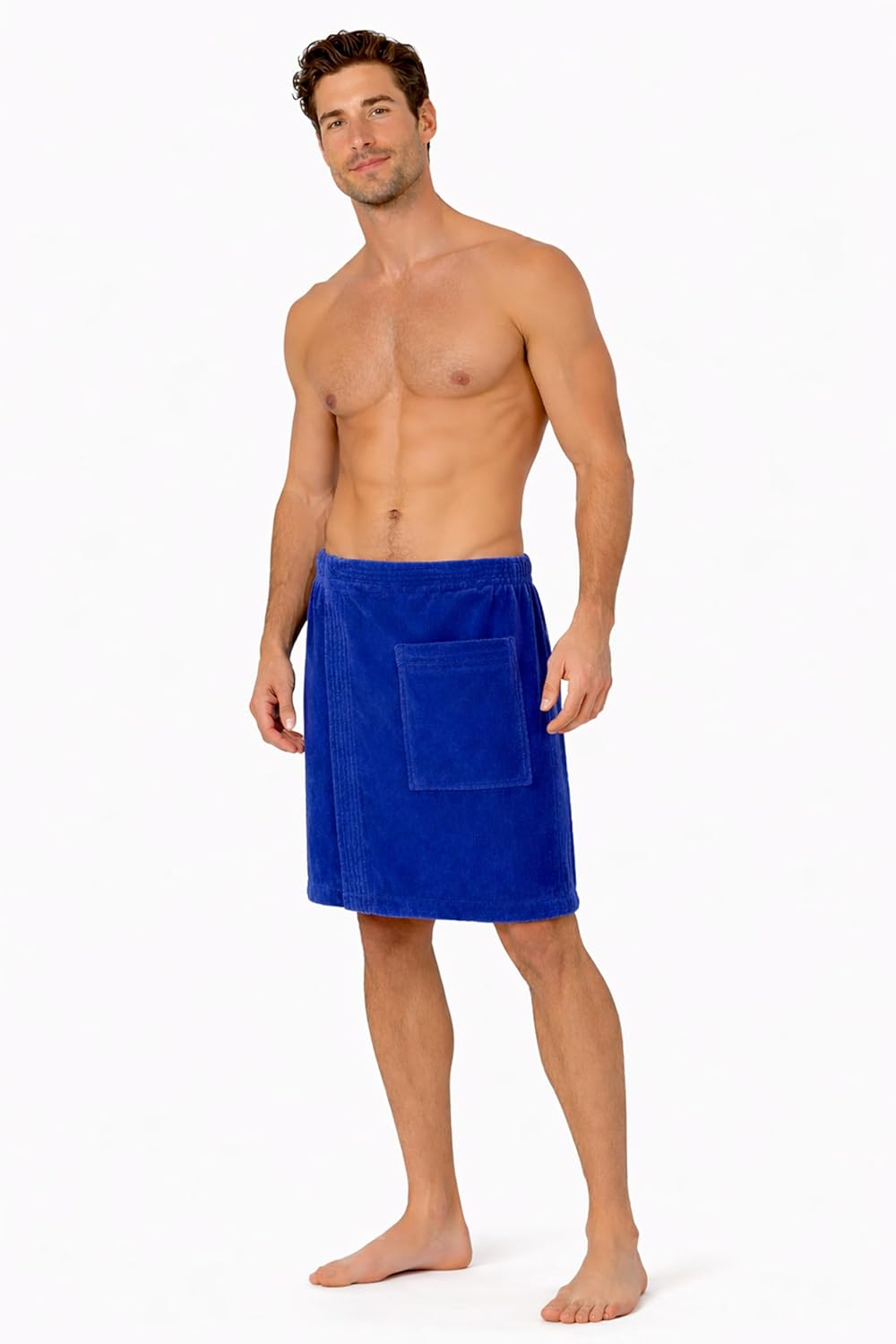 Turkish Cotton Terry Velour Adjustable Body Wrap Towel for Men (Royal Blue, One Size)