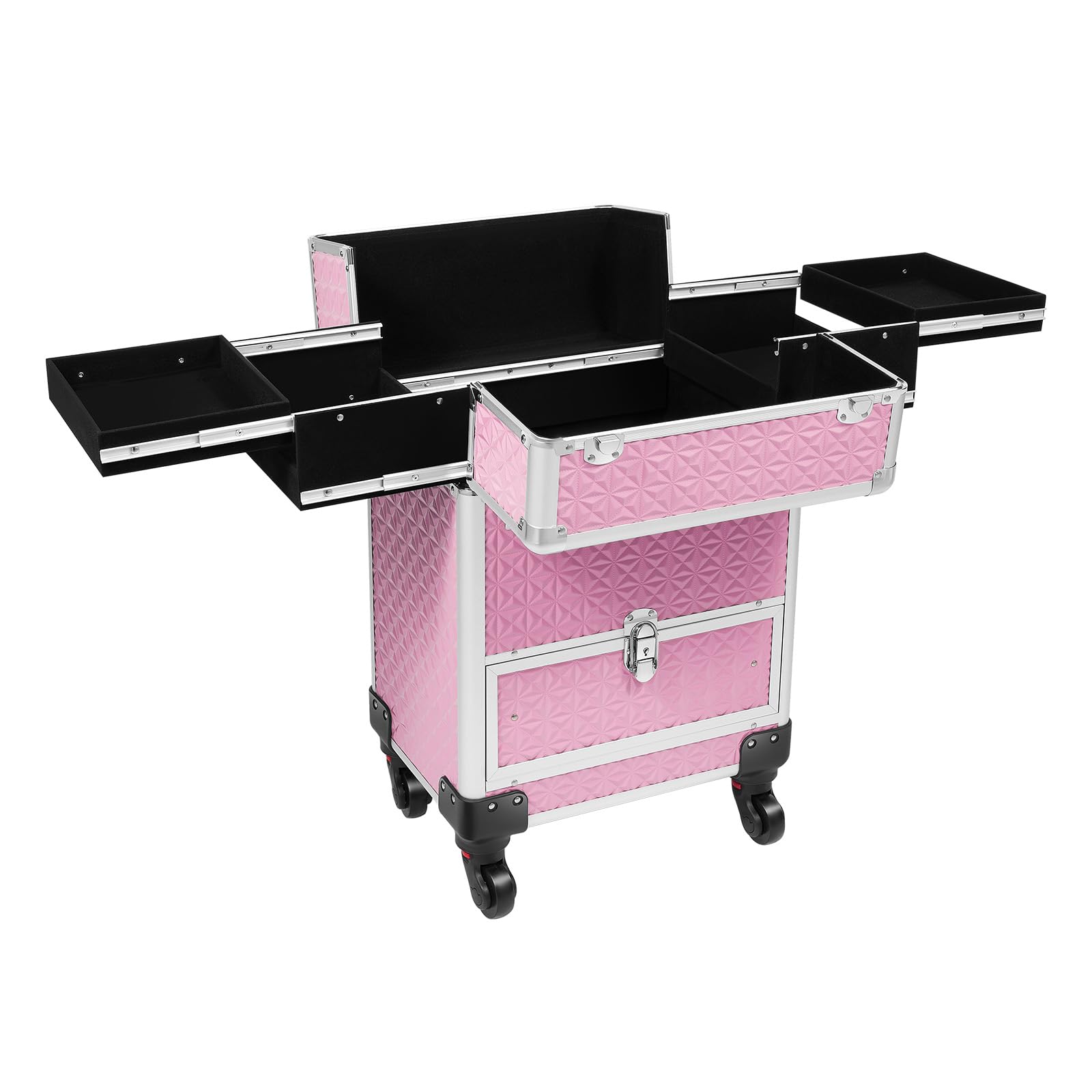 Rolling Makeup Train Case,1 Drawers Professional Cosmetology Trolley Case With 6 Compartments,Sorted Storage,Multi-Functional Travel Cosmetic Storage Train Cases For Makeup Artist,Hairstylist,Etc