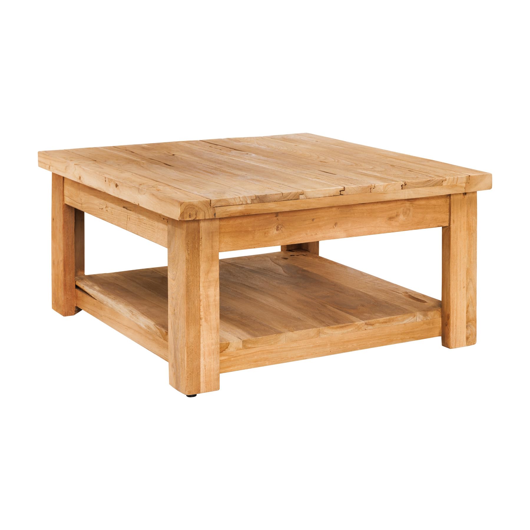 Riess Ambiente Quadratischer Couchtisch Java - 70cm - Natur - recyceltes Teakholz Massivholz - Ablagefach montiert