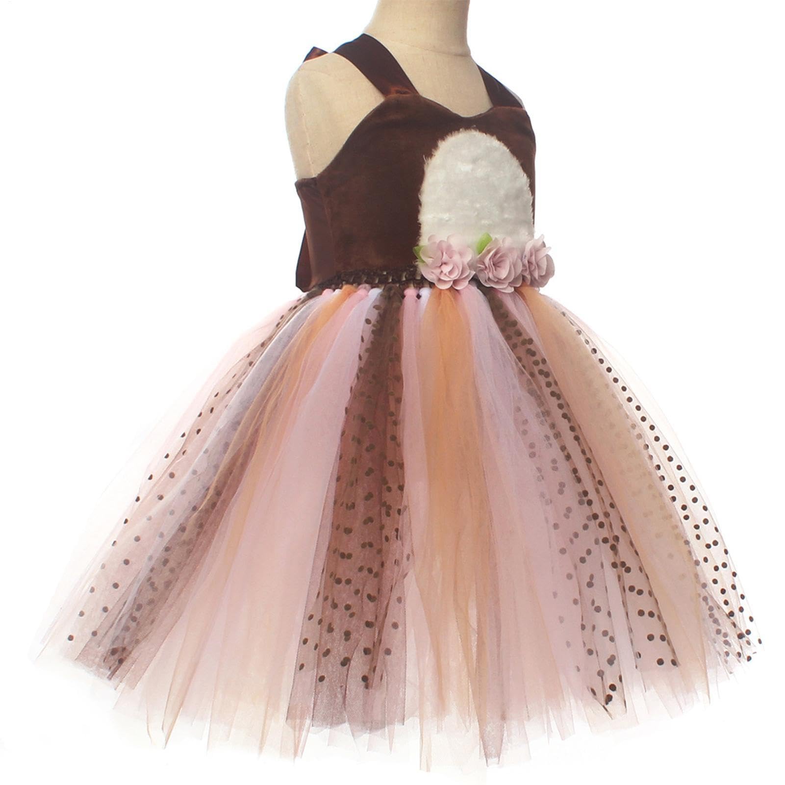 Abiti Natalizi in Tulle per Bambine Gonna da Carnevale con Fiori e Animali