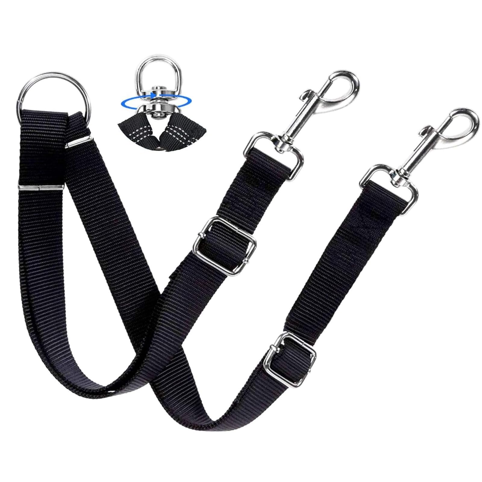 Double Dog Lead Coupler, Double Dog Lead, Dual Double Dog Adjustable Splitter Lead Durable Walker Trainer Leash, Perfect Leads for Walking 2 Dogs, Black