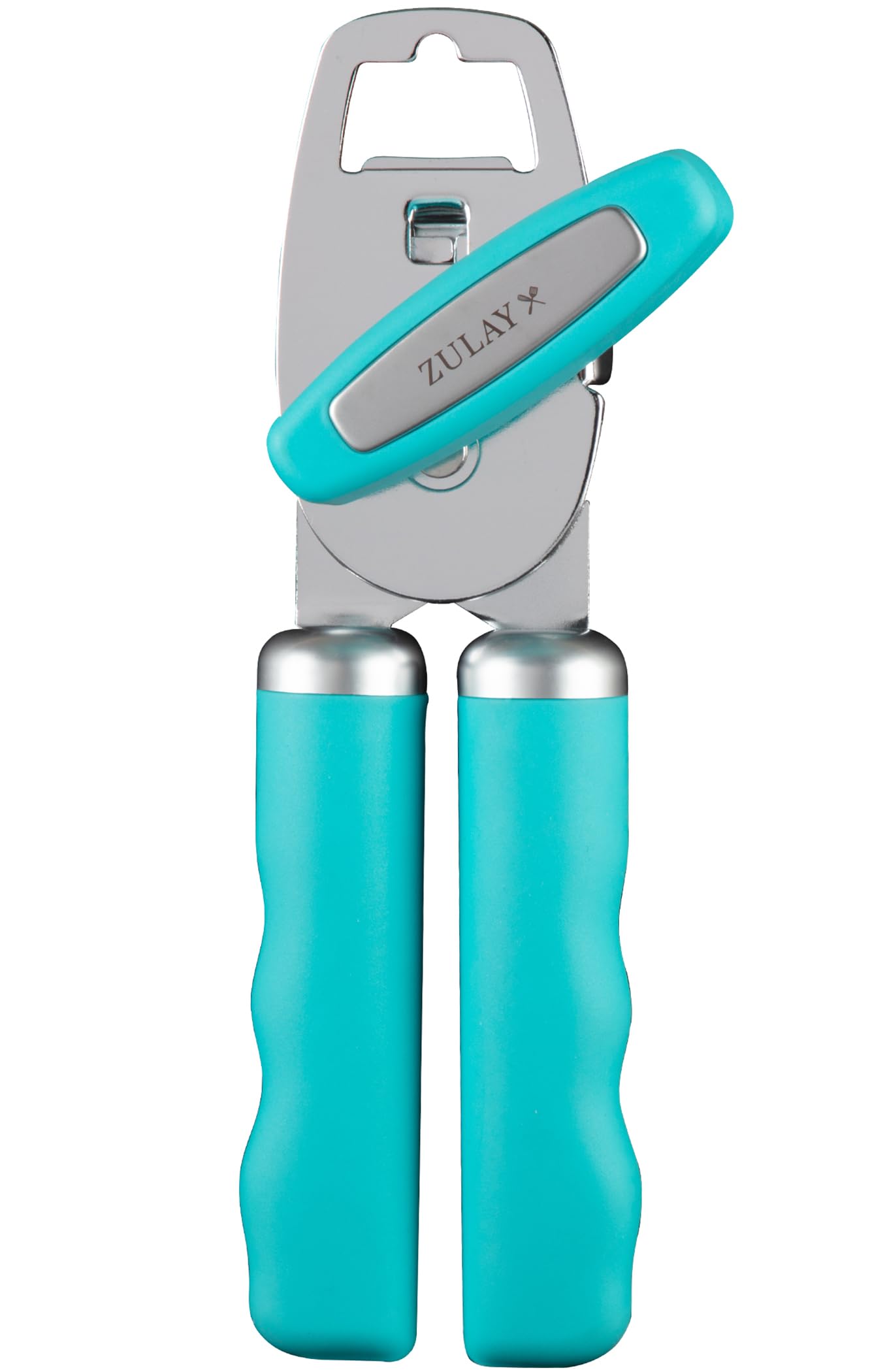 Zulay Kitchen Manual Can Opener Heavy Duty Patented Stainless Steel, Aqua