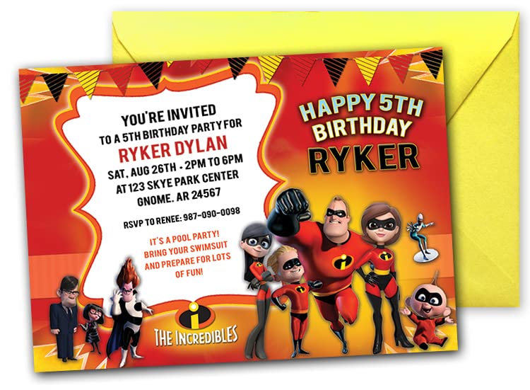 10 The Incredibles Birthday Party Invitations Mr Incredible Birthday Invites