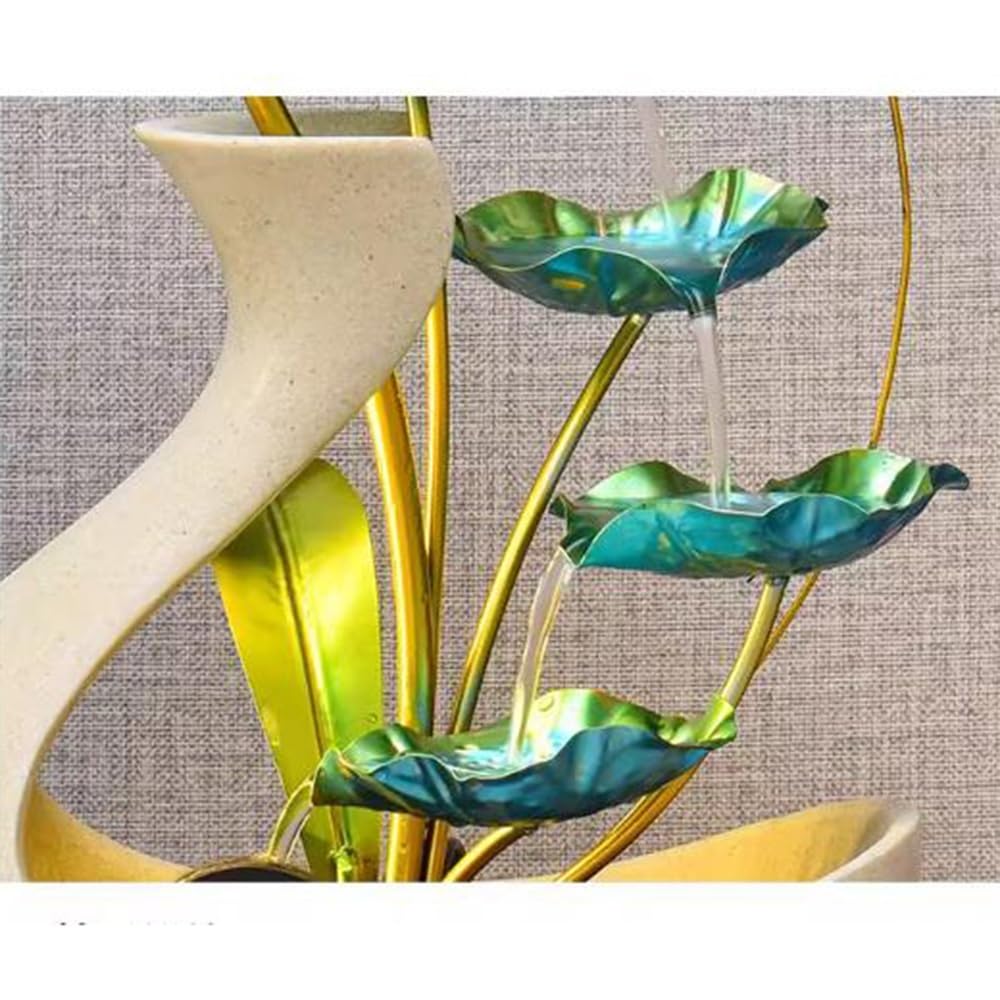 Fuente Decorativa de jardín, Fuente de Agua con Cascada, de Piedra, diseño de Loto, Zen Estilo Oriental, decoración para Oficina, Escritorio, jardín