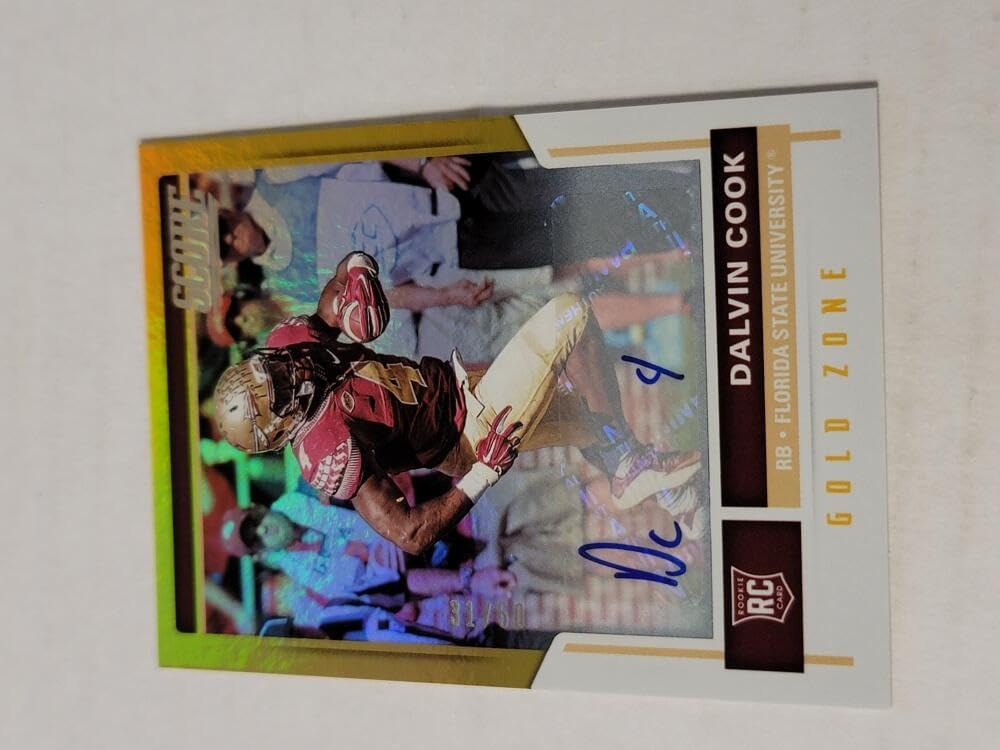 Football Trading Card NFL 2017 Score Rookie Signatures Gold Zone #427 Dalvin Cook NM Near Mint Auto #31/50