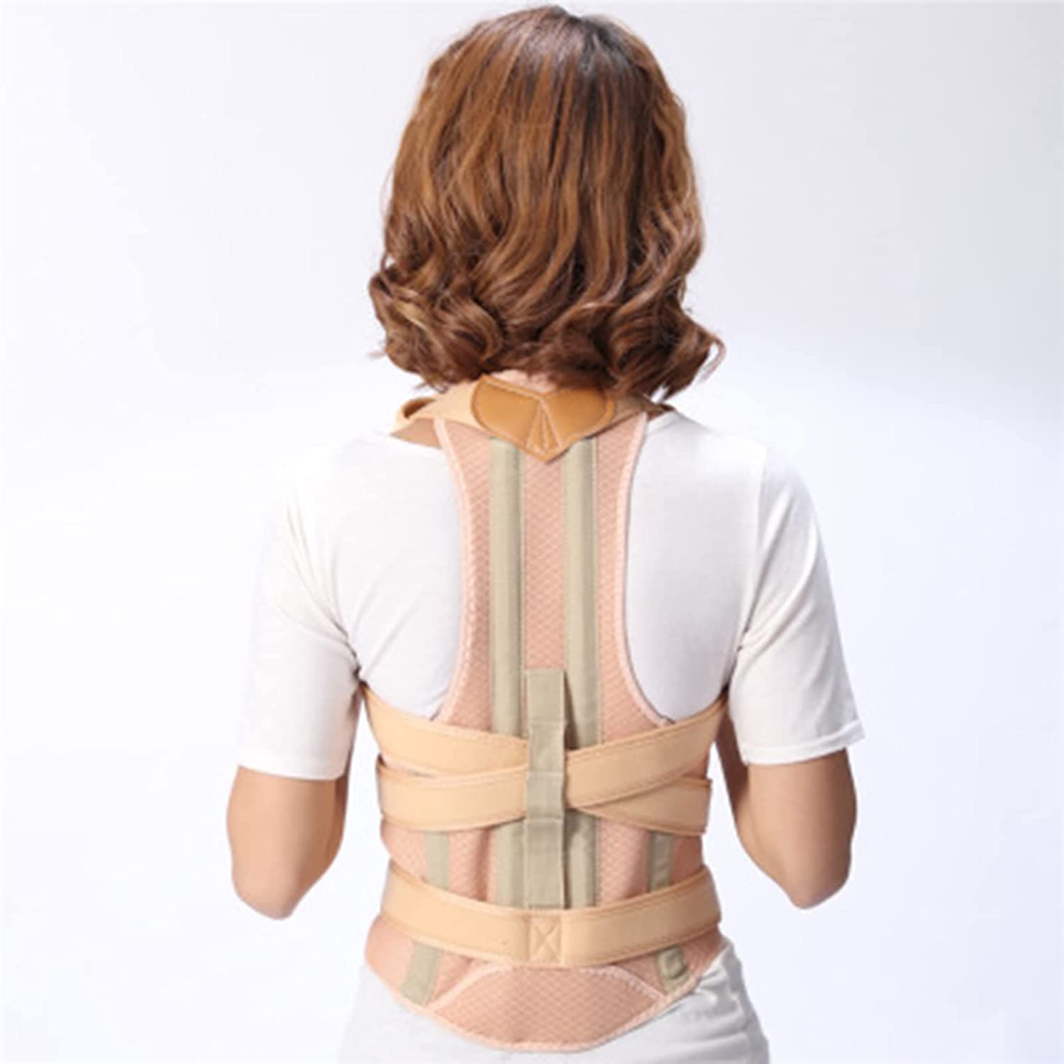 Mężczyźni Kobiety Upper Back Support, Brace Figura orteza Belt Ramię Prostownica Clavicle Neck Bain Relief(Khaki,S)