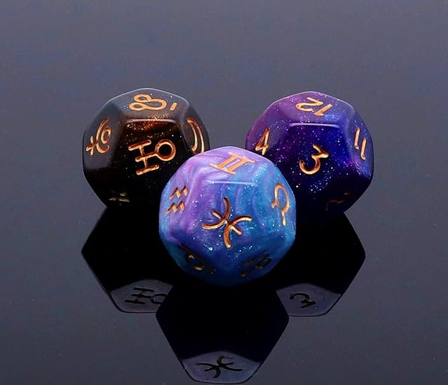 Foto 6 de 7 de Juego de 3 dados astrológicos de perlas acrílicas para adivinación de constelación, 3 colores