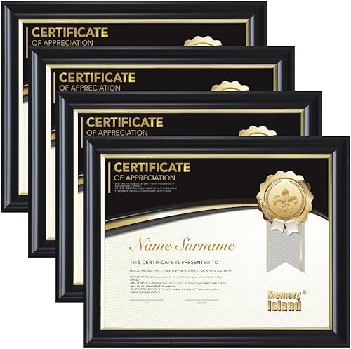 Miniatura 23 de Memory Island Marcos para documentos de 8.5 x 11, juego de 4 marcos de certificados para pared o mesa, marcos de diploma para premio de grado