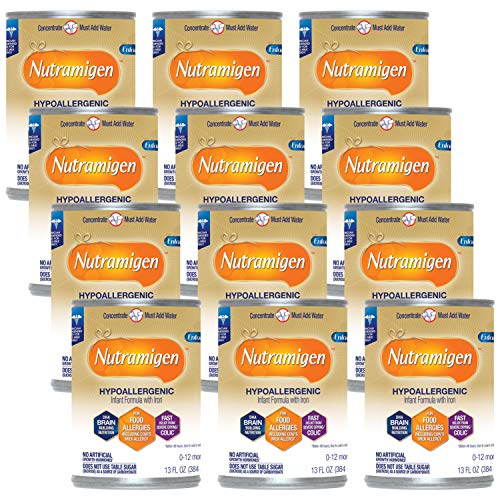 Enfamil Nutramigen Infant Formula, Hypoallergenic & Lactose Free Formula with Enflora LGG, Fast Relief from Severe Crying, Colic, DHA for Brain Support, Concentrated Liquid Can, 13 Fl Oz (Pack of 12)