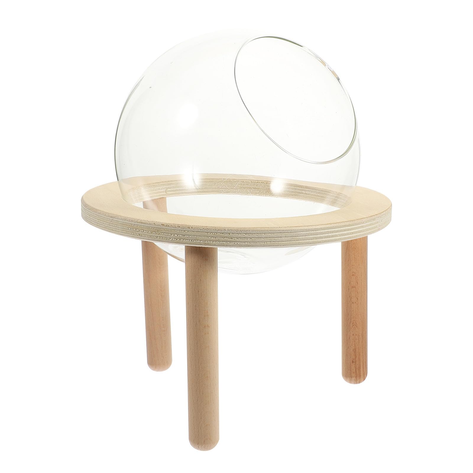 CLISPEED Kleine Hamsterbadewanne aus Glas und Holz für Kleine Haustiere