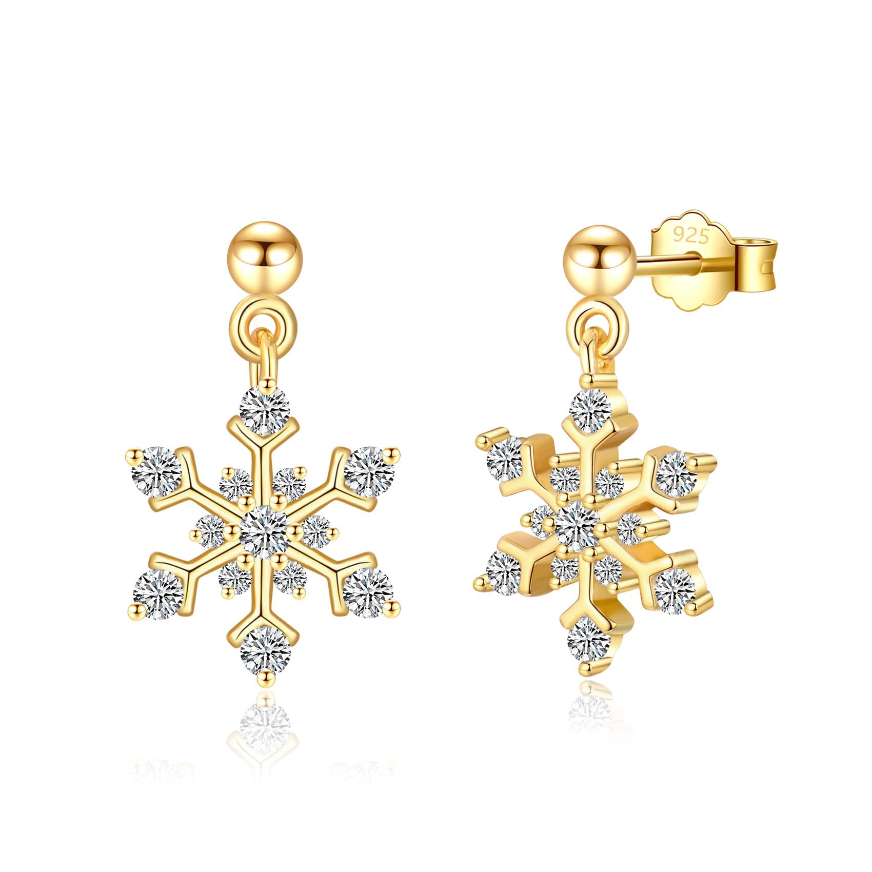 CERSLIMOChristmas Earrings for Women - Silver Snowflake Drop Earrings, Christmas Presents Jewellery Christmas Earrings with White/Blue Cubic Zirconia Dangle Earrings | Xmas Gifts Christmas Earrings