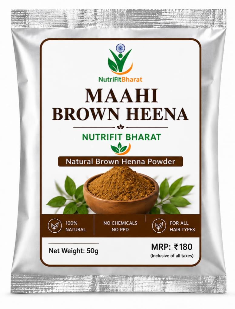 MAAHI BROWN HEENA NUTRIFIT BHARAT Natural Henna Powder 50g | 100% Natural, No PPD & No Ammonia, For All Hair Types, Reduces Hair Fall, Conditions & Strengthens-picture-37
