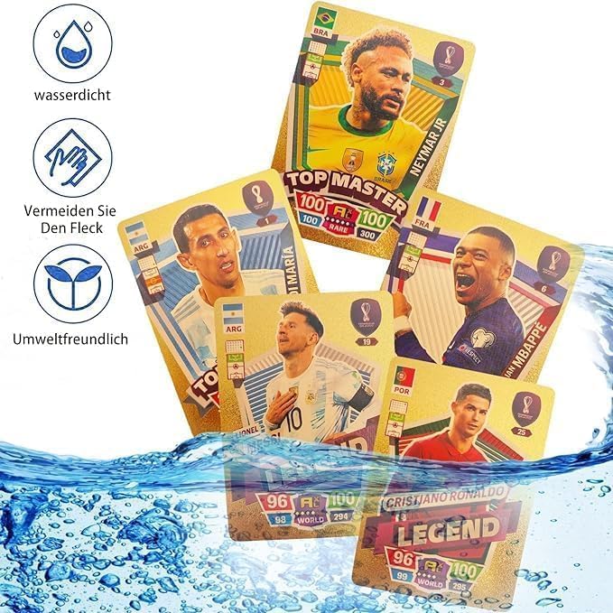 Image of Champions League Football Collector Cards - 55 PCS Unofficial Trading Card Game Pack For Kids & Fans | Soccer Cards For Boys, Girls, Gifting (Football Gold)