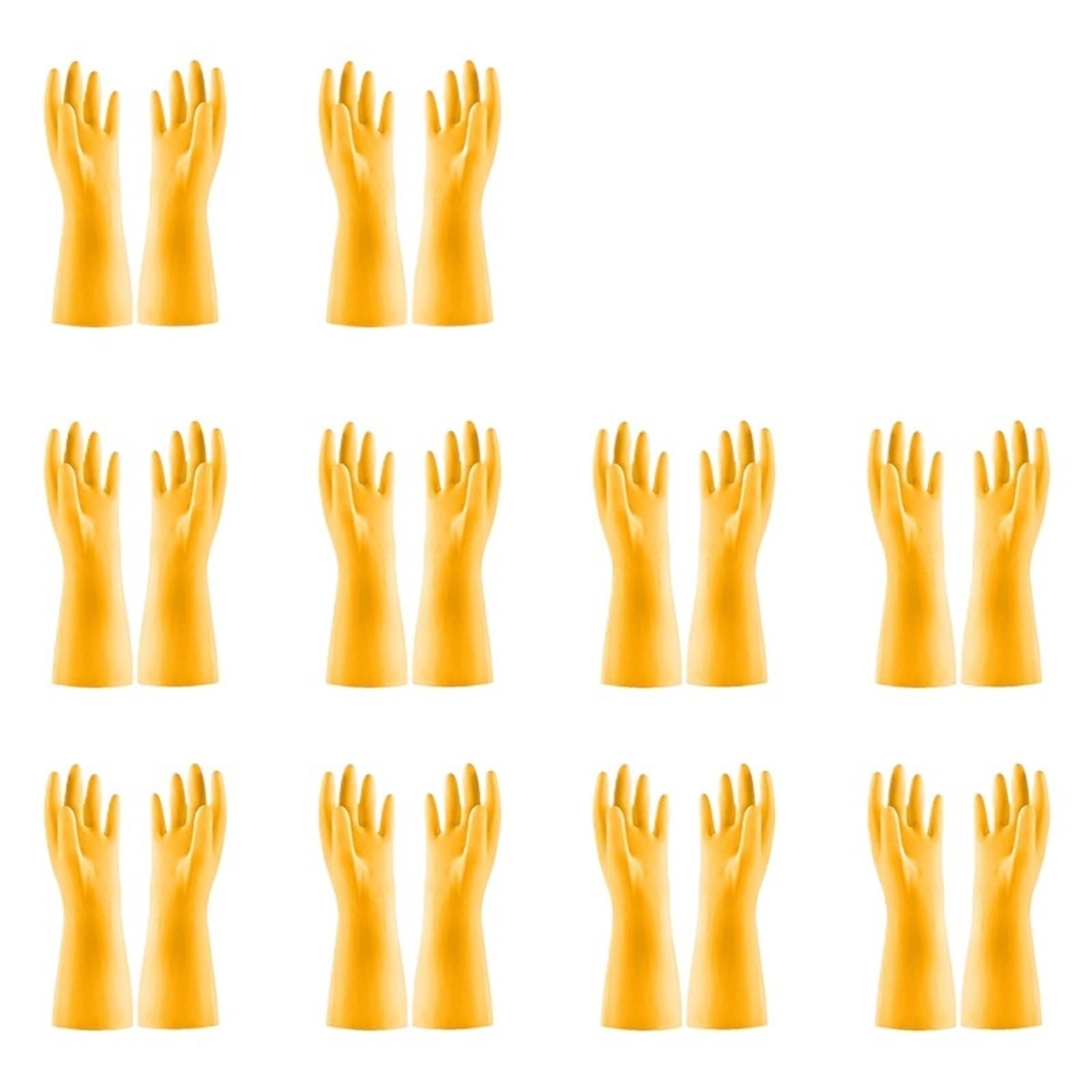 Guantes de limpieza 10 pares de guantes limpieza Pvc impermeables, resistentes al desgaste, Material látex antideslizante, tareas domésticas(Oxford Yellow x10,111 * 92cm)