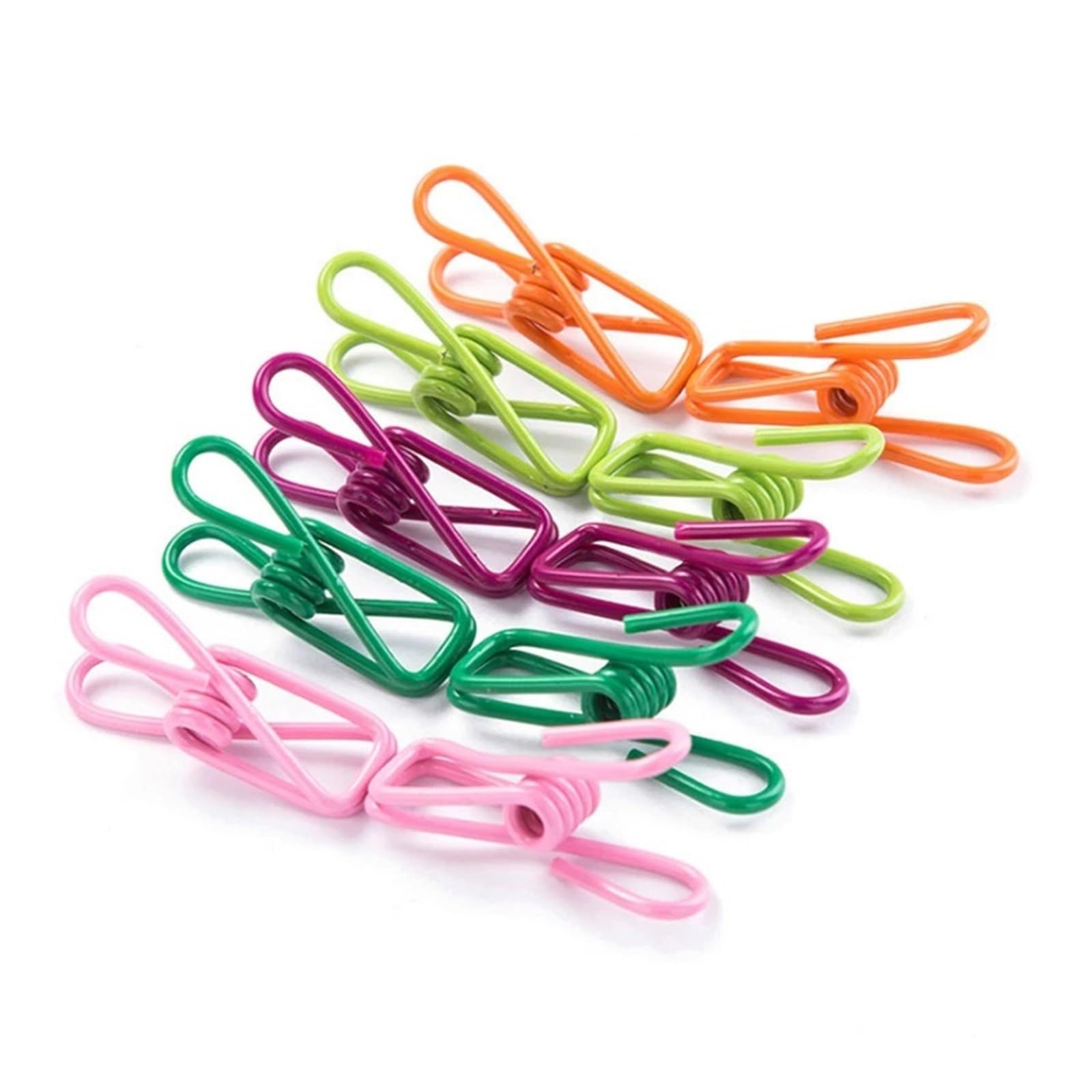 Metal Clothes Pegs 100Pcs Colored Stainless Steel Clips Clothes Pins Pegs Socks Hanging Household Clothespin for Washing Line Fixing Towel Sock Underwear