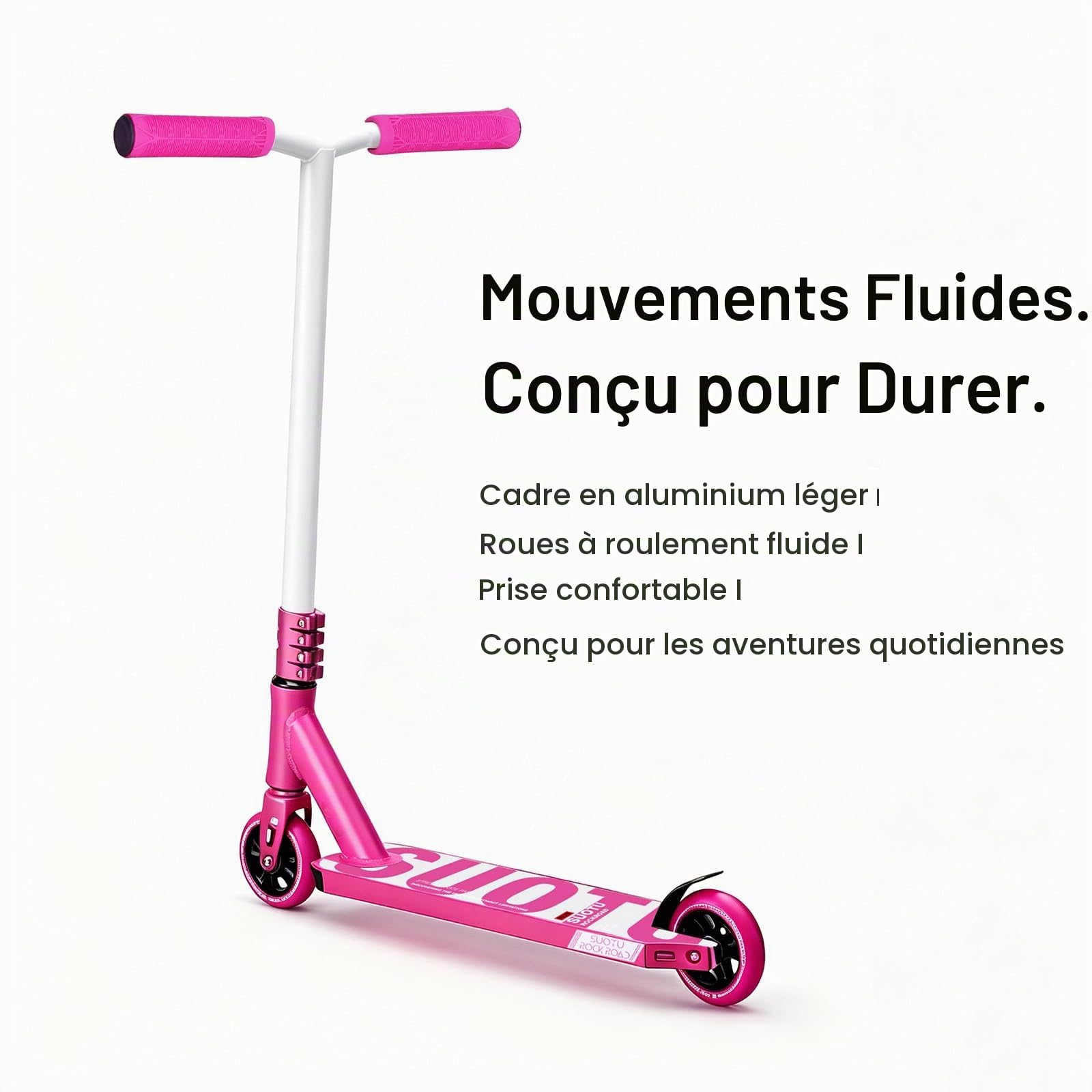 Trottinette Freestyle, Direction à 360°, Stunt Scooter avec Roues en PU 85A 100 mm, Trotinette pour Enfants Adolescent Adultes, Capacité de Charge: 100 kg, Aluminium