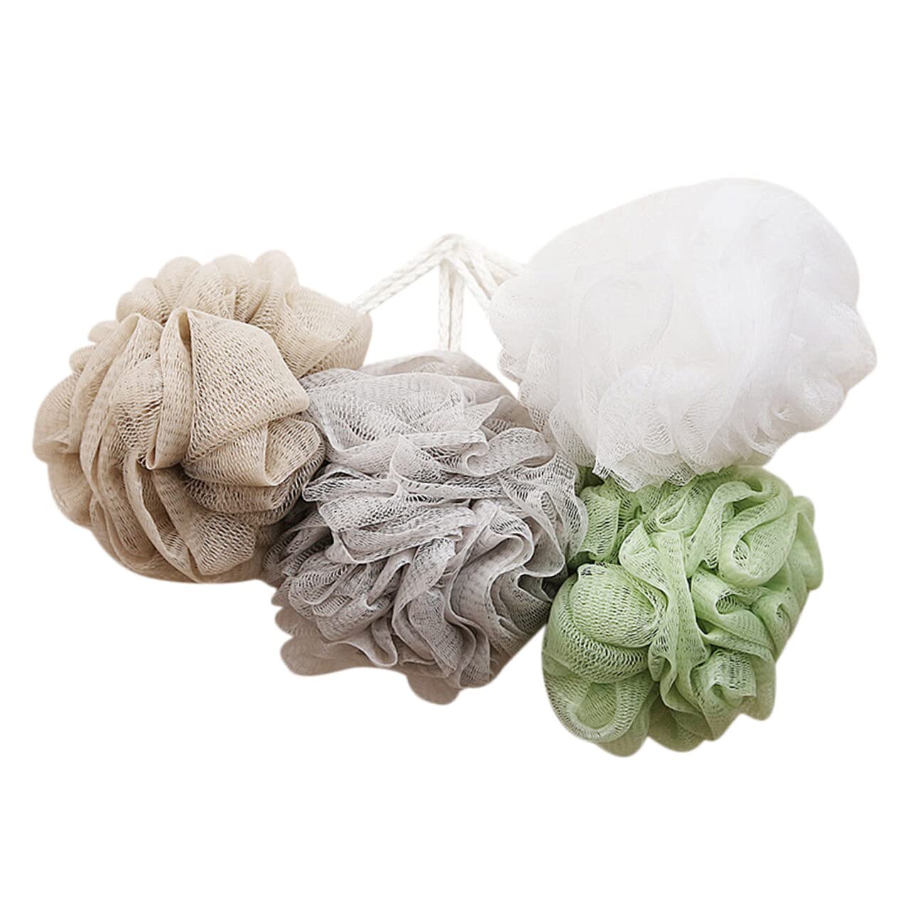 Alipis 8pezzi Palla Da Doccia in Pe Resistente Scrub Esfoliante Per Corpo Accessori Bagno Design Cordino Bianco Grigio Verde